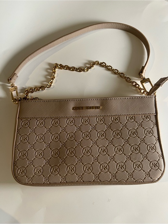 Anne Klein Handbags - Anne Klein Embossed Taupe Chain-Handle Shoulder Bag